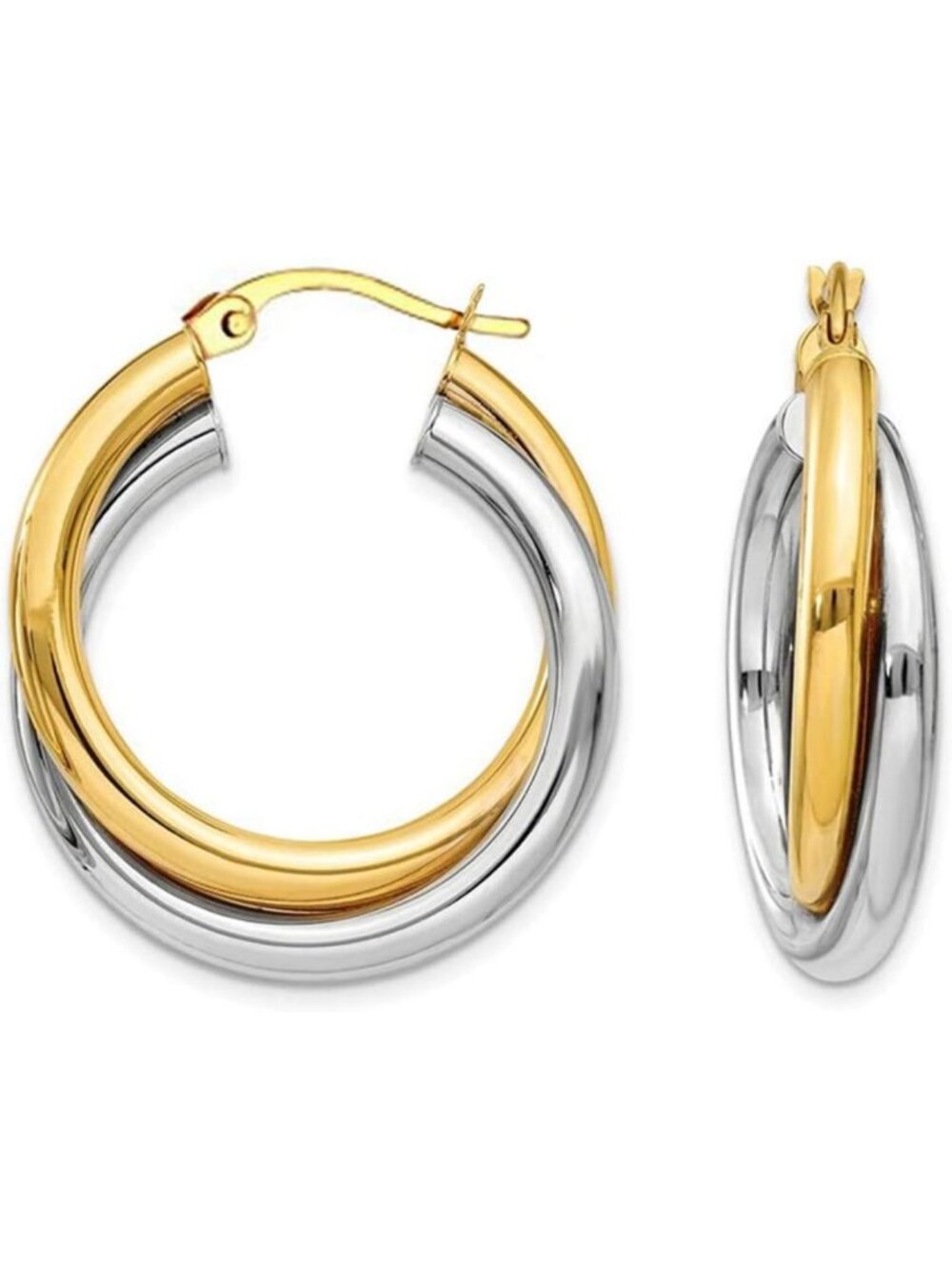 925 Sterling Silver Two-Tone Chunky Hoop Earrings for Women - Intertwining